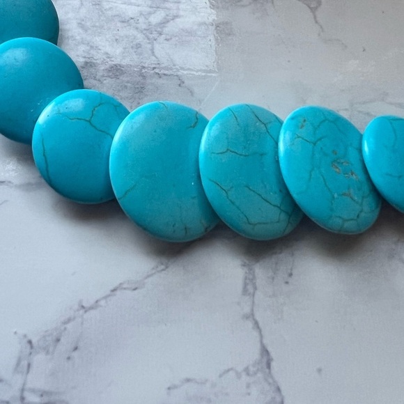 Faux Turquoise Beaded Necklace Western Coastal Grandma Boho Bohemian - Picture 4 of 6